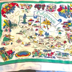 Vintage 1950’s California State Map Tablecloth